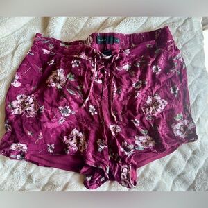 Torrid Burgundy Floral Print Shorts
